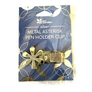 ERIN CONDREN Pen Holder Clip Silver Metal Asterisk Penholder Planner Reusable
